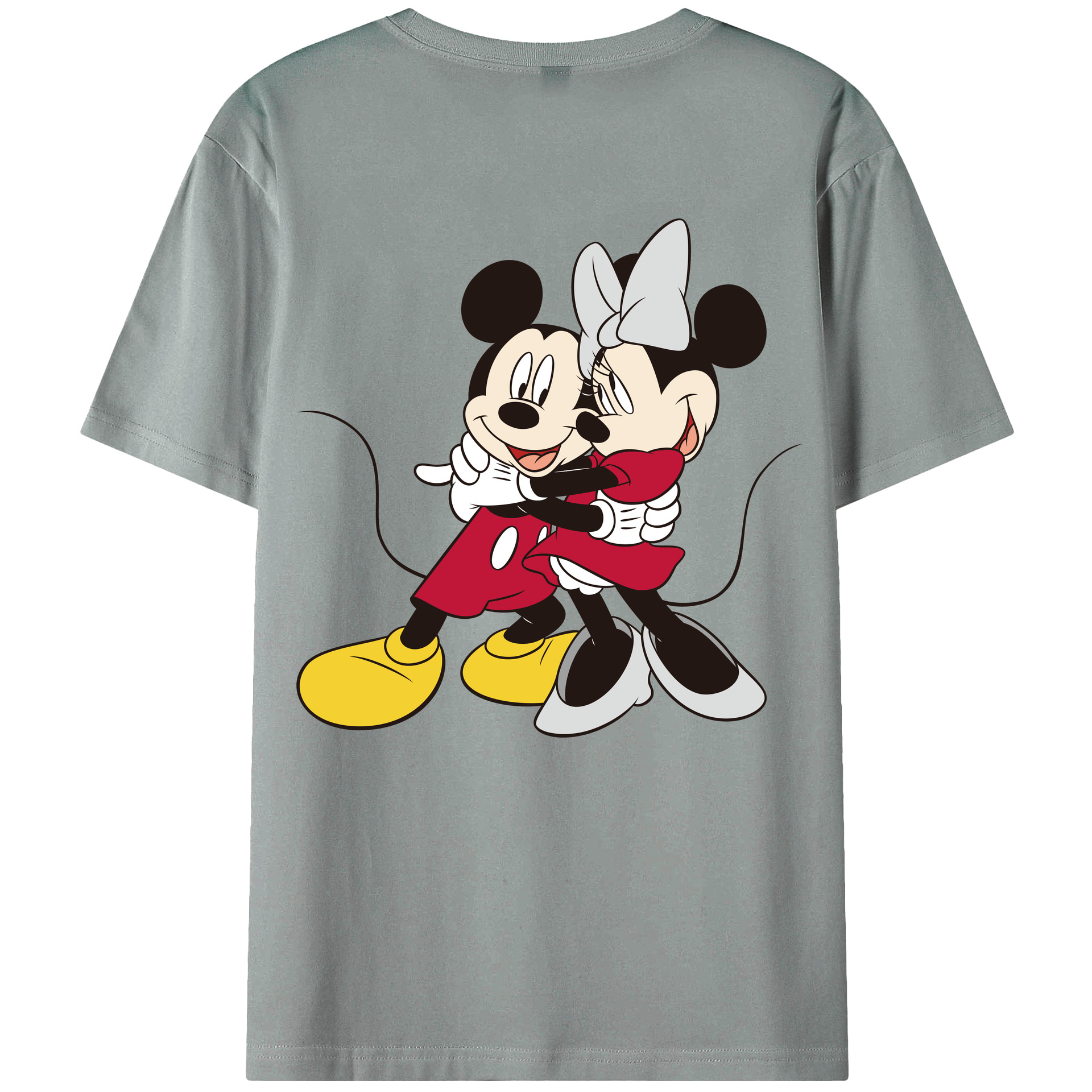 ミッキーマウス Mickey Mouse 綿100％ メンズ半袖Tシャツ（バックプリント） 通気性